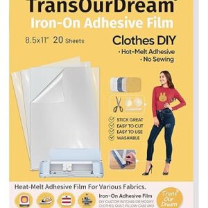 Iron-On Double-Sided Adhesive Sheets, 20-pack, 8.5x11, fabric glue for heat press, easy cut, strong hold