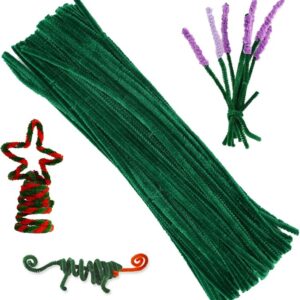 100 Pieces Pipe Cleaners Chenille Stem, Green Pipe Cleaners Set for DIY Arts Crafts Decorations (Green)
