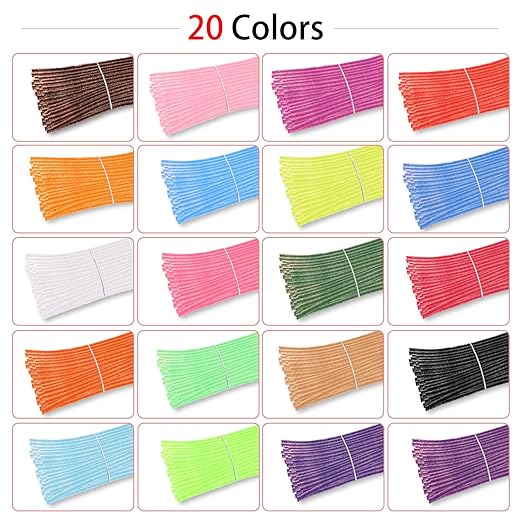 1200PCS Multi-Color Pipe Cleaners, 20 Colors Chenille Stems for DIY Crafts (6mm x 12") - Image 4