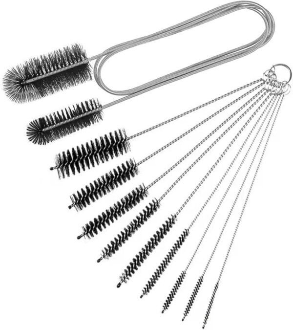 10 Pcs Drain & Straw Cleaner Brush Set, 61" Hose + 8.2" Nylon Brushes for Sink, Tubes, CPAP, Plumbing