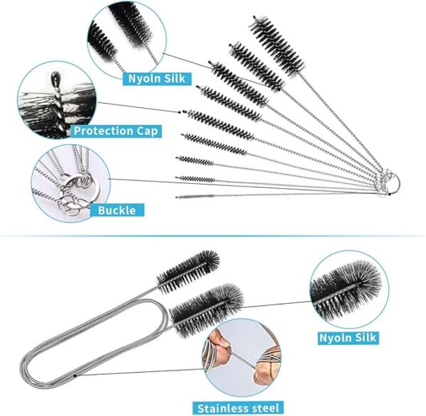 10 Pcs Drain & Straw Cleaner Brush Set, 61" Hose + 8.2" Nylon Brushes for Sink, Tubes, CPAP, Plumbing - Image 4