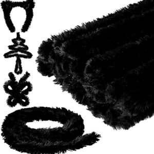 4-Pack 39.2ft Jumbo Pipe Cleaners, 30mm Extra Thick Chenille Stems for DIY Crafts (Black)