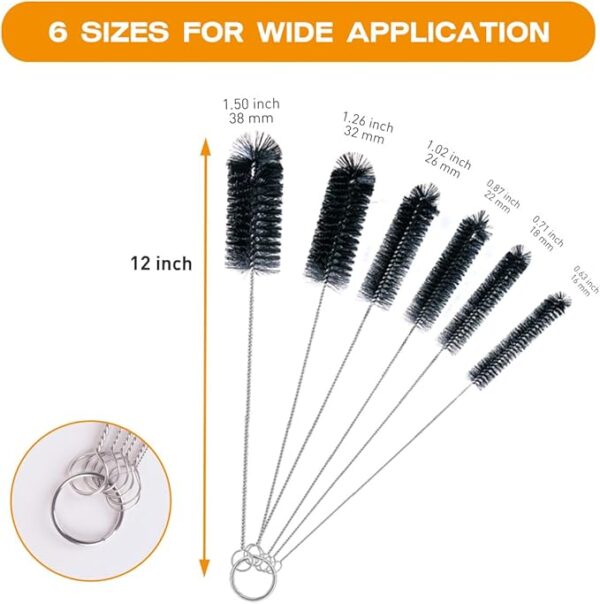 Straw Cleaner Brush Set – 6-Pack 12" Brushes for Bottles, Coffee Makers, Glasses - Image 2