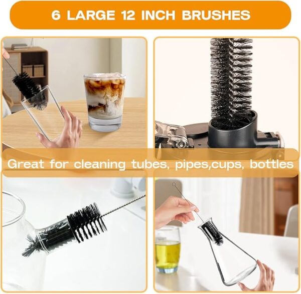 Straw Cleaner Brush Set – 6-Pack 12" Brushes for Bottles, Coffee Makers, Glasses - Image 3