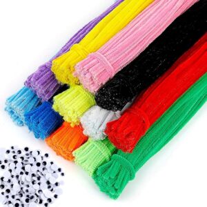1300-Piece Craft Set – 1200 Colorful Pipe Cleaners + 100 Googly Eyes for DIY & School Projects