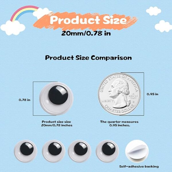 Heaven 100PCS 20mm Black & White Self-Adhesive Googly Eyes for DIY Crafts - Image 2