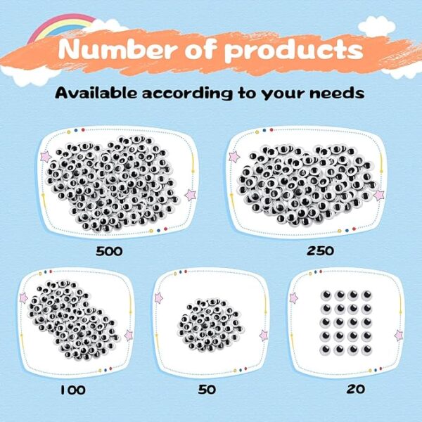 Heaven 100PCS 20mm Black & White Self-Adhesive Googly Eyes for DIY Crafts - Image 3
