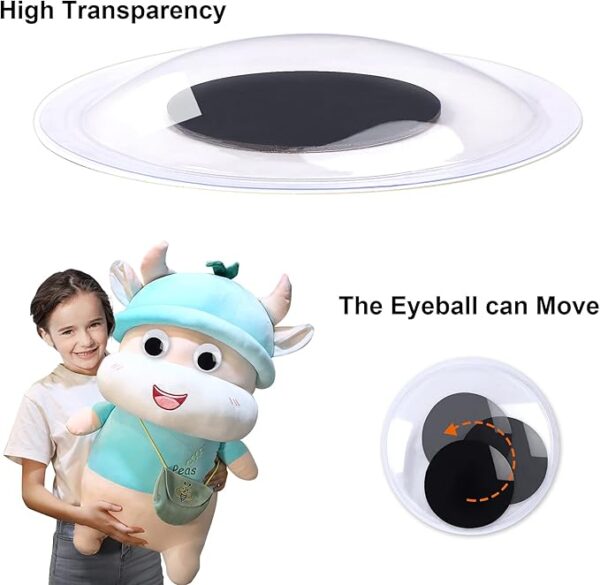 6 Pieces Googly Google Eyes Self Adhesive Googlie Craft Wiggle Eyes (2 Inches 3 Inches 4 Inches) - Image 3