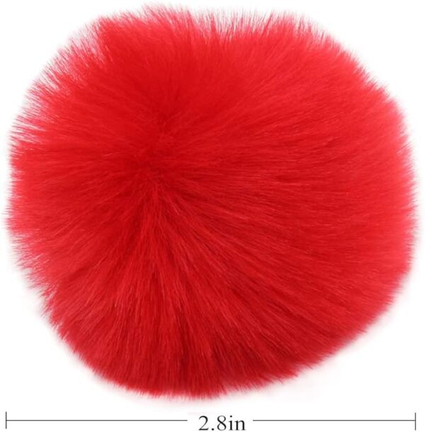 6PCS Black Faux Fur Pom Poms, 2.8" Fluffy Balls with Cord for Hats & Accessories - Image 2