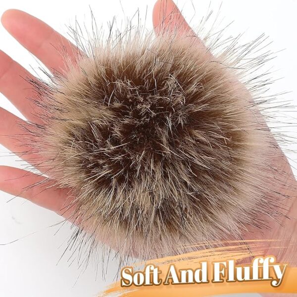 20PCS Faux Fur Pom Poms, 3.9" Fluffy Balls with Elastic Loop for DIY Hats & Accessories (10 Dark Colors) - Image 3