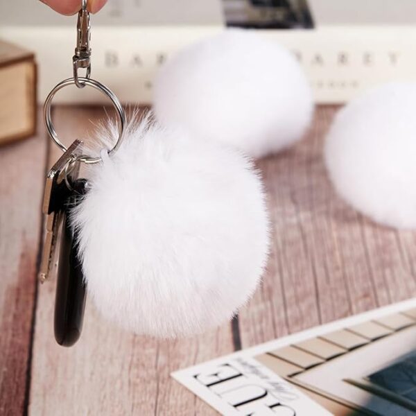 12PCS Small White Faux Fur Pom Pom Balls, 2.75" with Elastic Loop for Hats & Accessories - Image 3