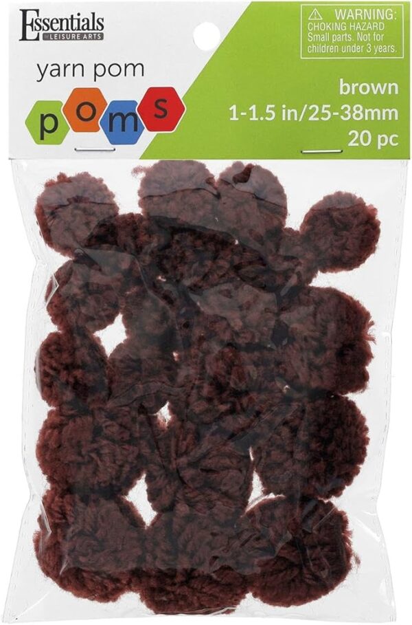20PCS Gray Yarn Pom Poms, 1"–1.5" Craft Puff Balls for DIY Projects