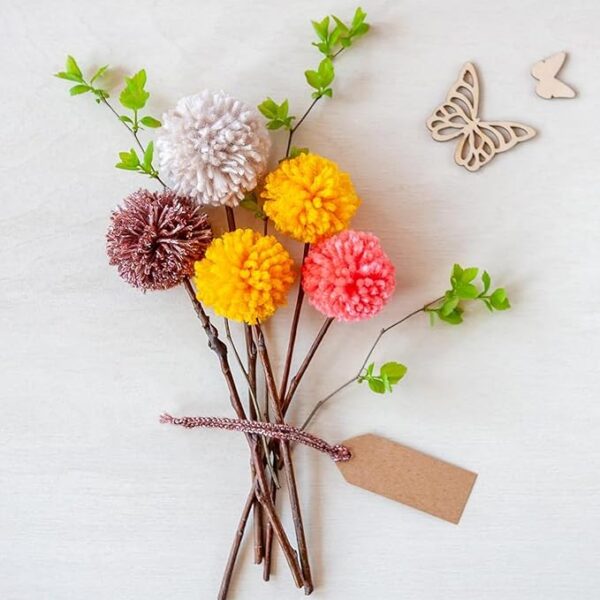 20PCS Gray Yarn Pom Poms, 1"–1.5" Craft Puff Balls for DIY Projects - Image 3