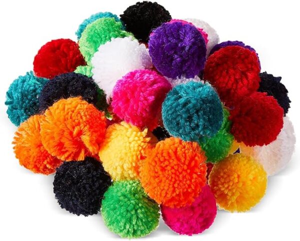 100PCS 3" Large Yarn Pom Poms for DIY Crafts, Hats & Holiday Decorations