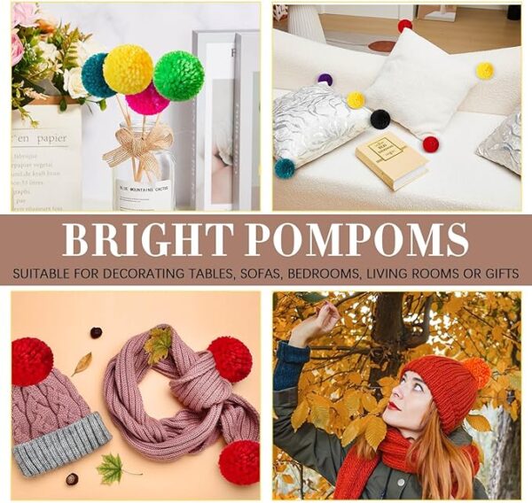 100PCS 3" Large Yarn Pom Poms for DIY Crafts, Hats & Holiday Decorations - Image 4