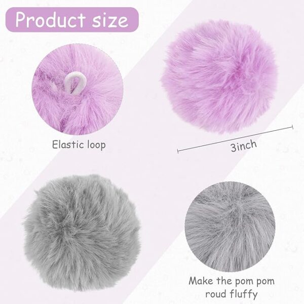26PCS Faux Fur Pom Poms: 3.2", Elastic Loop (13 Color Pairs) - Image 2