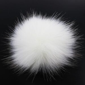 6PCS Faux Fur Pom Pom Balls with Snap Button for DIY Knitting Hat Accessories (Pure White)