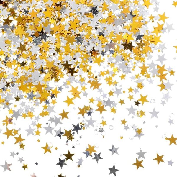 60g Metallic Silver & Gold 6mm Star Glitter Confetti for Party & Holiday Decorations