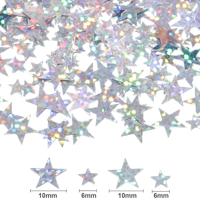 Holographic Silver 3mm Star Glitter Confetti (3ml) - Image 2