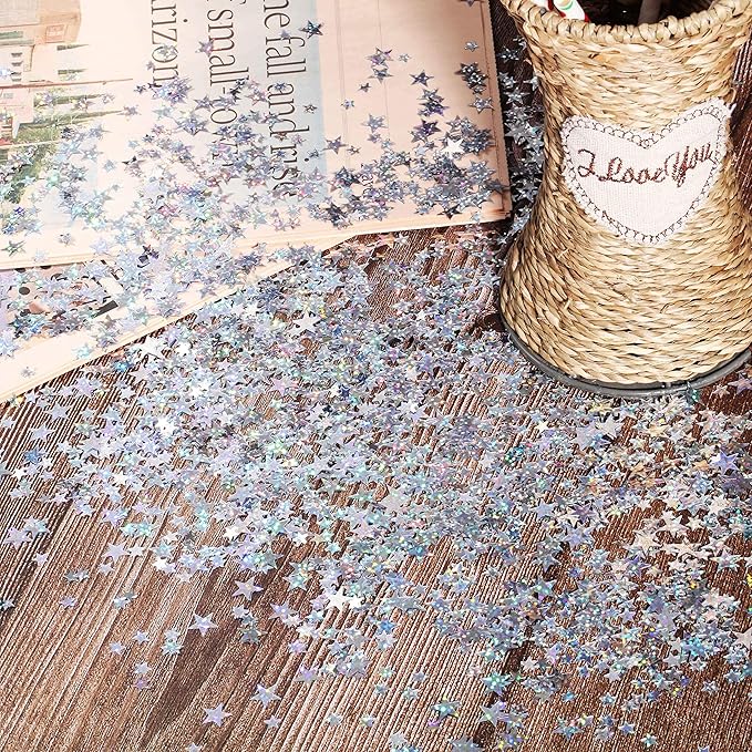 Holographic Silver 3mm Star Glitter Confetti (3ml) - Image 3