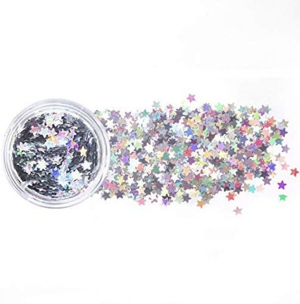 10g Holographic Silver Star Glitter (3mm Laser Sequins) - Image 4