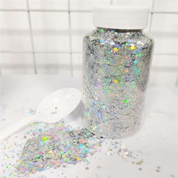 10g Holographic Silver Star Glitter, 3mm Laser Sequins for Crafts, Nails, Body Art & Party Decor - Image 4