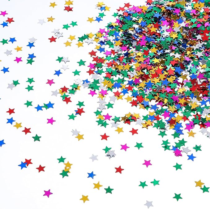 Multicolor 6mm Star Confetti, Metallic Foil Glitter Sequins for Party & DIY Decorations