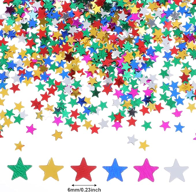 Multicolor 6mm Star Confetti, Metallic Foil Glitter Sequins for Party & DIY Decorations - Image 2