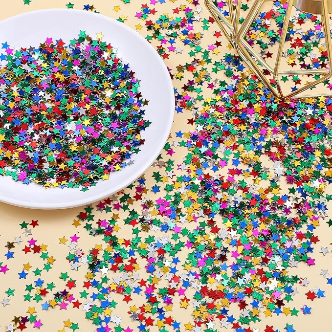 Multicolor 6mm Star Confetti, Metallic Foil Glitter Sequins for Party & DIY Decorations - Image 3