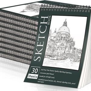 10-Pack 8.5x11” Spiral Sketch Pads, 300 Sheets, 68lb Drawing Paper for Kids & Adults