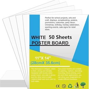 50pcs White Poster Boards: 11x14", 250GSM, Bulk (School/Art/Crafts)