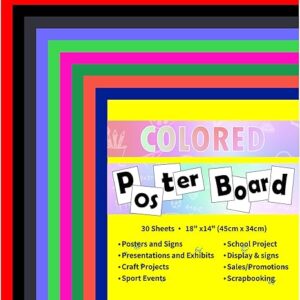 30-Piece Assorted Color Poster Boards (14x18”)