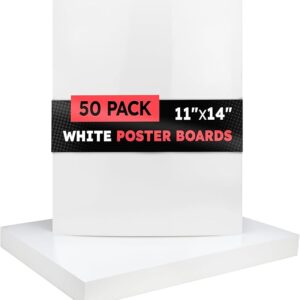 50-Pack 11x14” White Poster Boards, 10pt Thickness – Bulk for Projects & Crafts