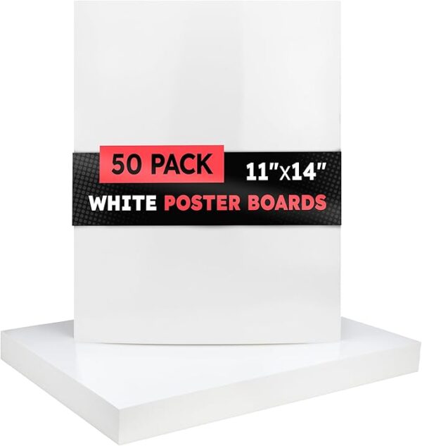 50-Pack 11x14” White Poster Boards, 10pt Thickness – Bulk for Projects & Crafts