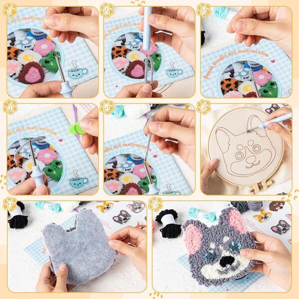 Puppy Punch Needle Coaster Kit (6 Dog Patterns) - Image 3