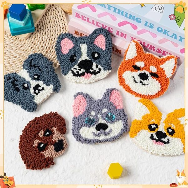Puppy Punch Needle Coaster Kit (6 Dog Patterns) - Image 4