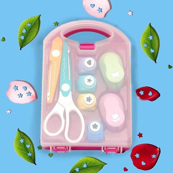 8-PC Kids DIY Shape Punch Set – Star, Heart, Flower & More for Craft Projects