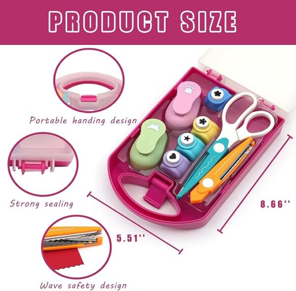 8-PC Kids DIY Shape Punch Set – Star, Heart, Flower & More for Craft Projects - Image 2