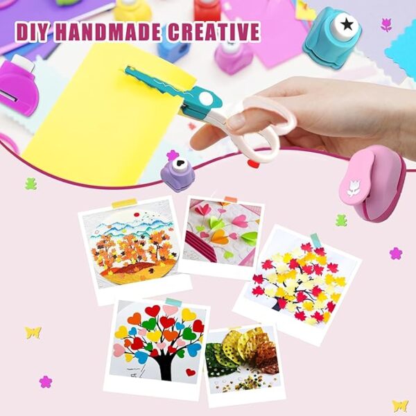 8-PC Kids DIY Shape Punch Set – Star, Heart, Flower & More for Craft Projects - Image 3
