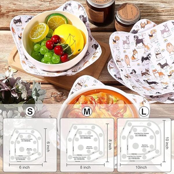 Bowl Cozy Template Ruler Set: 3 White Acrylic Quilting Templates - Image 3