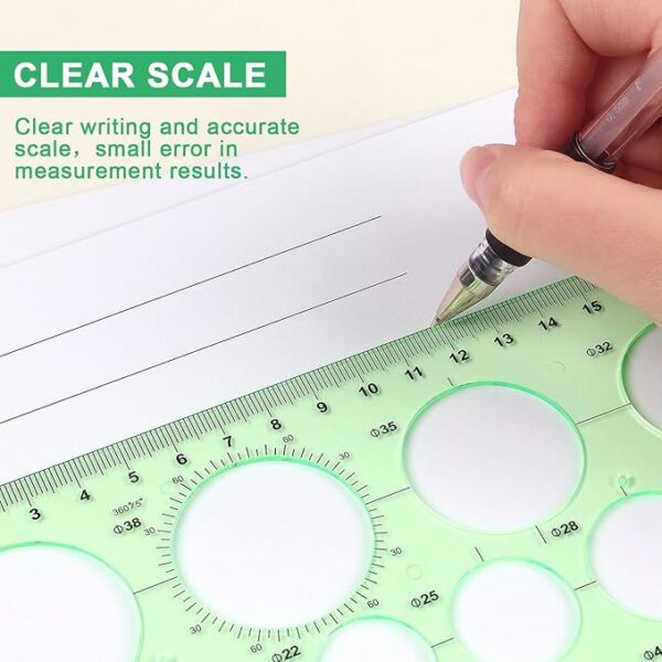 2-Pack Circle Template & Geometry Rulers – Drafting Stencils for Office & School - Image 4