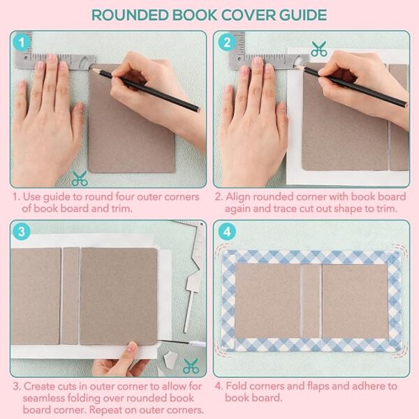 1pc 5-in-1 Book Cover Guide: Stainless Steel for Chipboard & Album Covers - Image 4