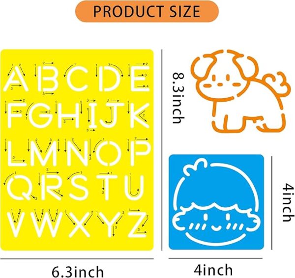 18pcs Alphabet & Number Tracing Stencils – Kids Writing Practice Kit - Image 2