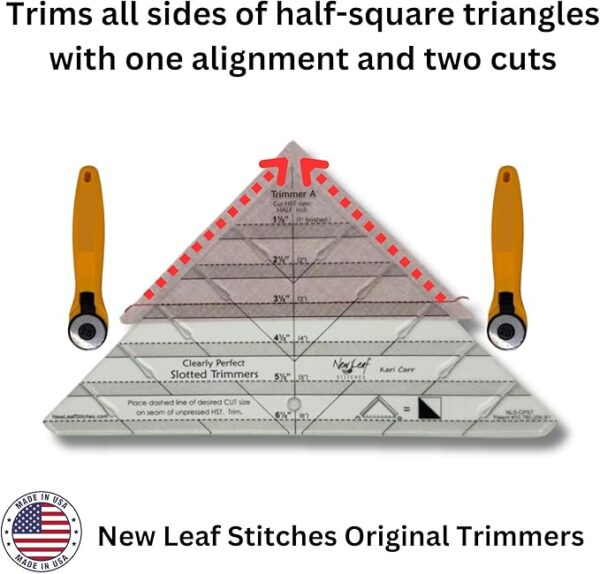 Acrylic Template Ruler for Half-Square Triangles & Strip Piecing - Image 3