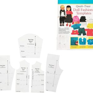 Quilting Rulers & Templates Set: 5 Doll Fashion Patterns for Quick-Trace Sewing