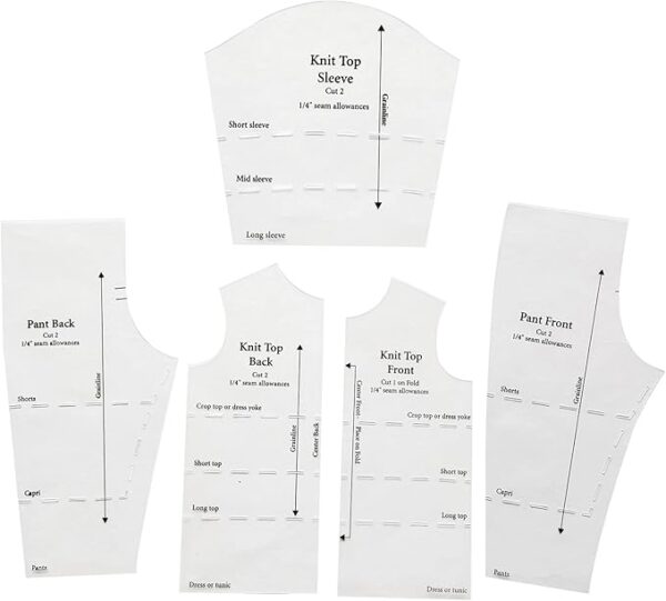 Quilting Rulers & Templates Set: 5 Doll Fashion Patterns for Quick-Trace Sewing - Image 2
