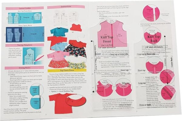 Quilting Rulers & Templates Set: 5 Doll Fashion Patterns for Quick-Trace Sewing - Image 4