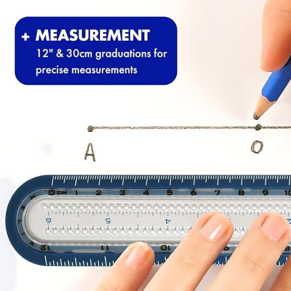 2-in-1 12in Ruler with Circle Templates – Innovative Learning Tool, Assorted Colors (36001) - Image 4