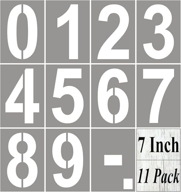 7-Inch Number Stencils – 11 Pack Reusable Templates