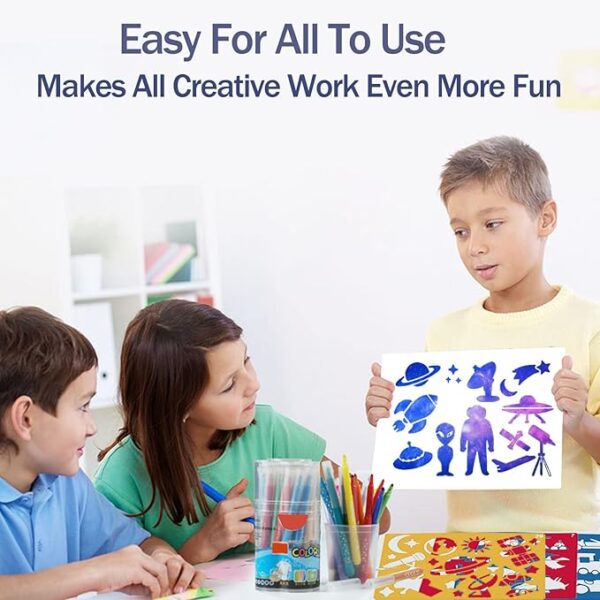 30-Piece Kids Drawing Stencil Set – 400+ Designs for Art & Crafts - Image 4